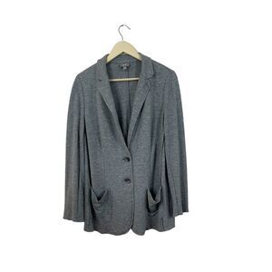 J Jill Large Wool Rayon Jacket Gray Lightweight Button Front V-Neck Womens